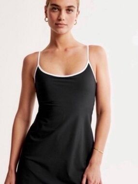 Abercrombie and Fitch “The Traveler” Navy and Cream Trim Mini Dress with Shorts
